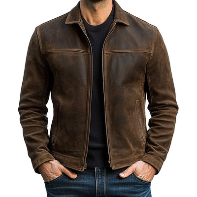 Mens Classic Fashion Zipper PU Leather Jacket