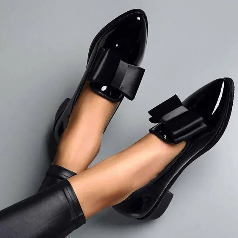 Liliana | Patent Leather Bow Flats