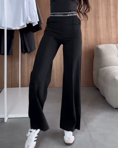 Hannah | Casual solid color straight pants with zipper and pocket