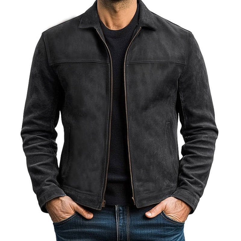 Mens Classic Fashion Zipper PU Leather Jacket