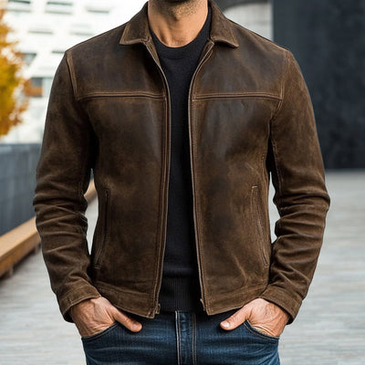 Mens Classic Fashion Zipper PU Leather Jacket