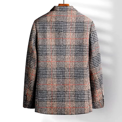 Glen Check Wool Dress Coat