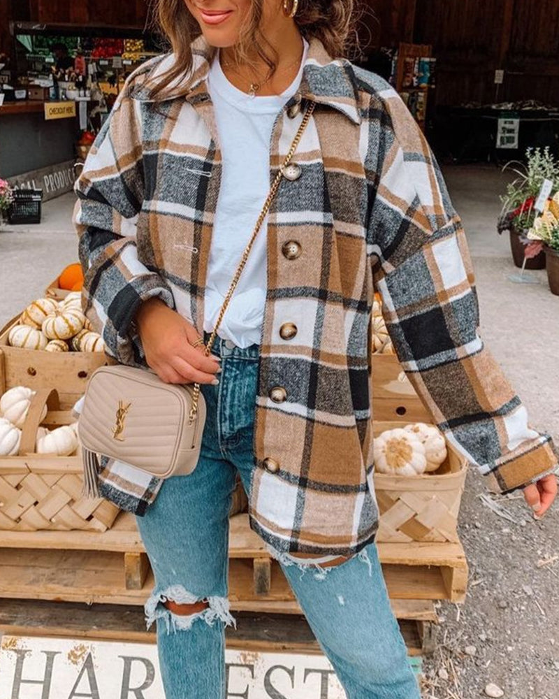 Kayla | Casual Plaid Button Jacket