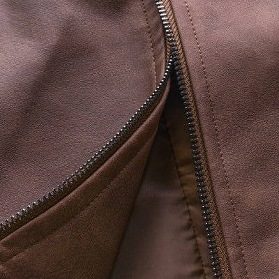 Mens Classic Fashion Zipper PU Leather Jacket