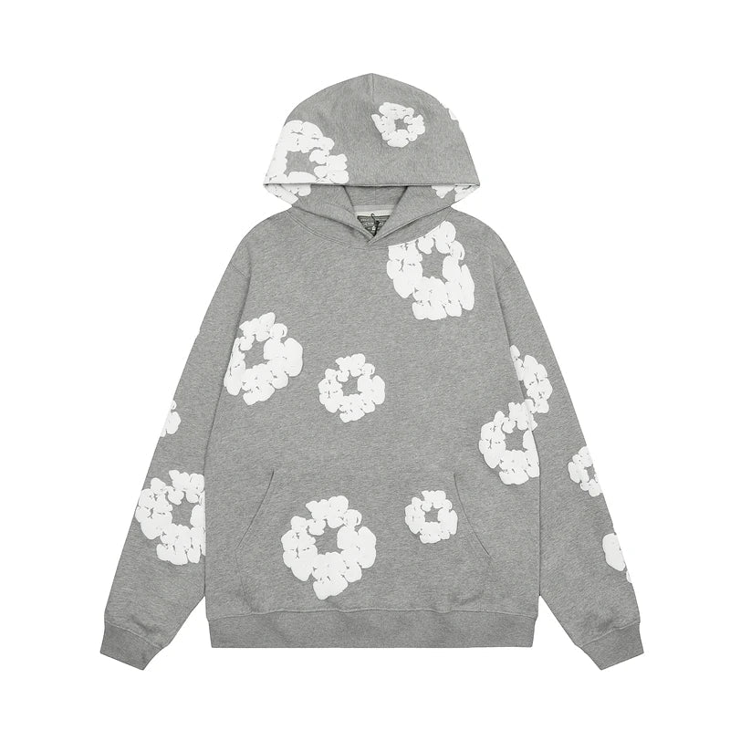 Jack | Denim unisex floral hoodie