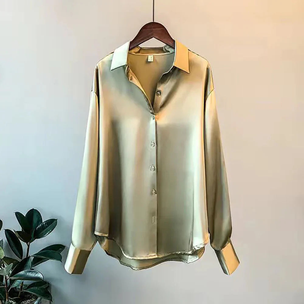 Women's Satin Button Down