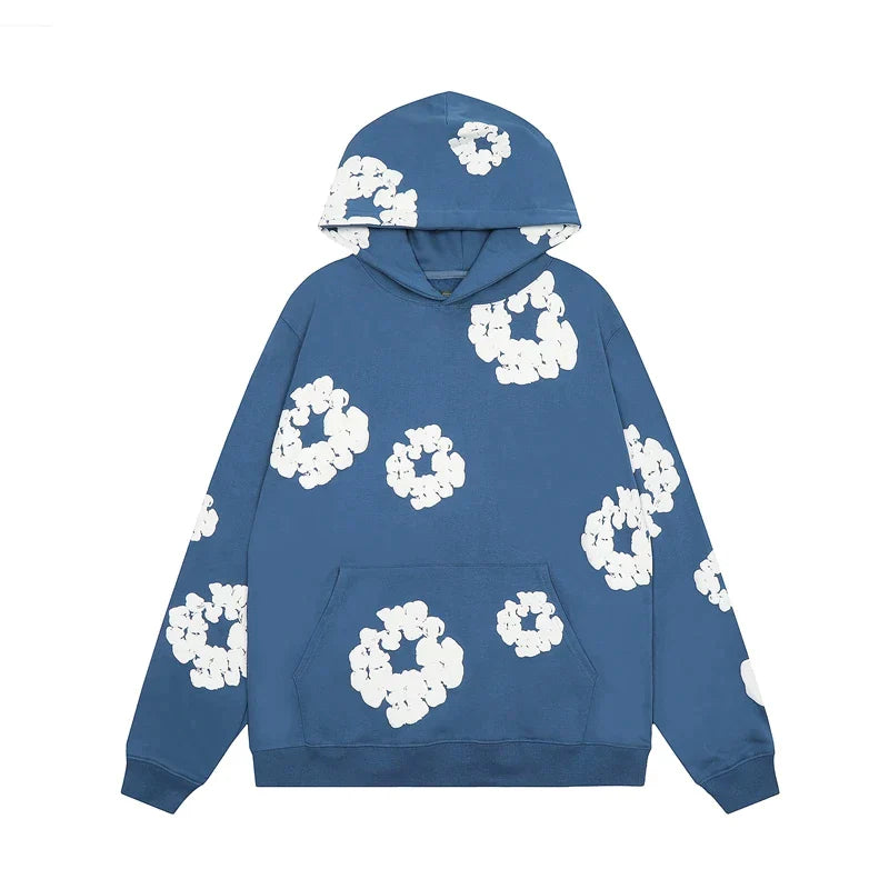 Jack | Denim unisex floral hoodie