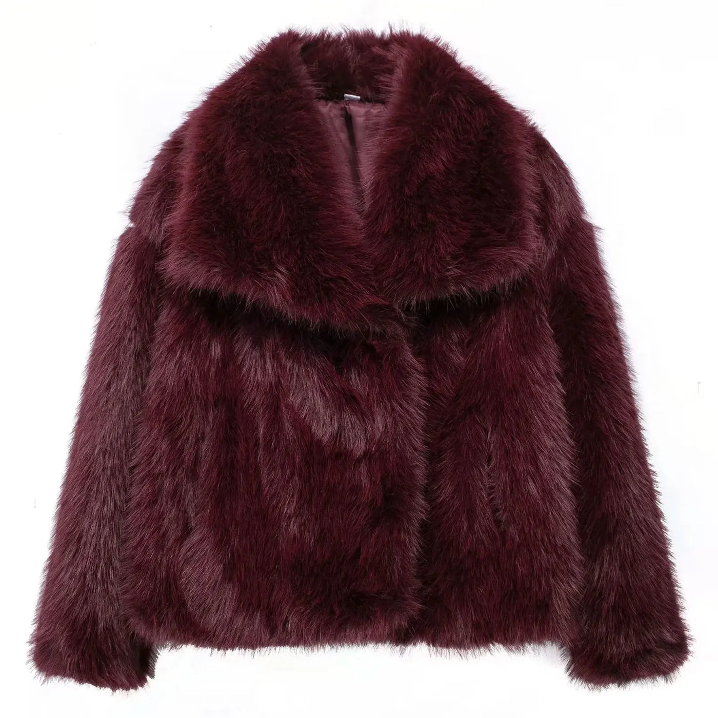 TRAFZA Women Elegant Faux Fur Coat Warm Fluffy Loose Long Sleeve Lapel Jacket Autumn Winter Fashion High Street Lady Outerwear