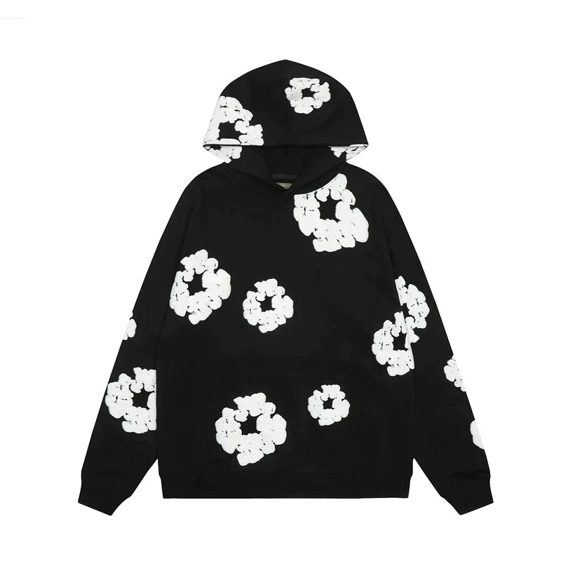 Jack | Denim unisex floral hoodie