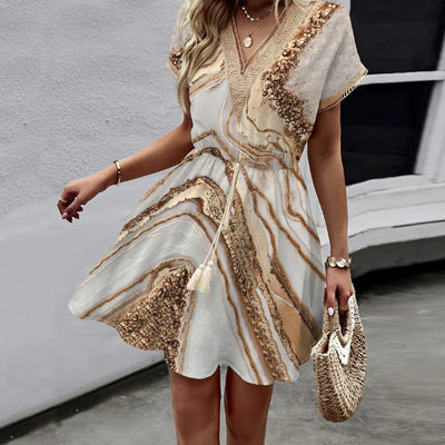 Sally | Stylish Printed V-Neck Dress