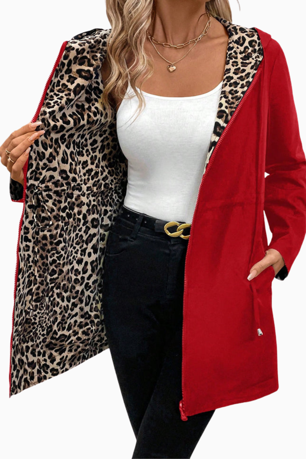 Isabella | Reversible Hooded Coat Leopard Print