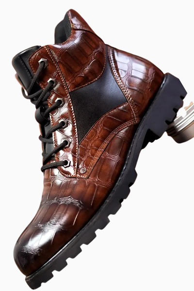 Isaac | Stylish Crocodile Leather Chelsea Boots