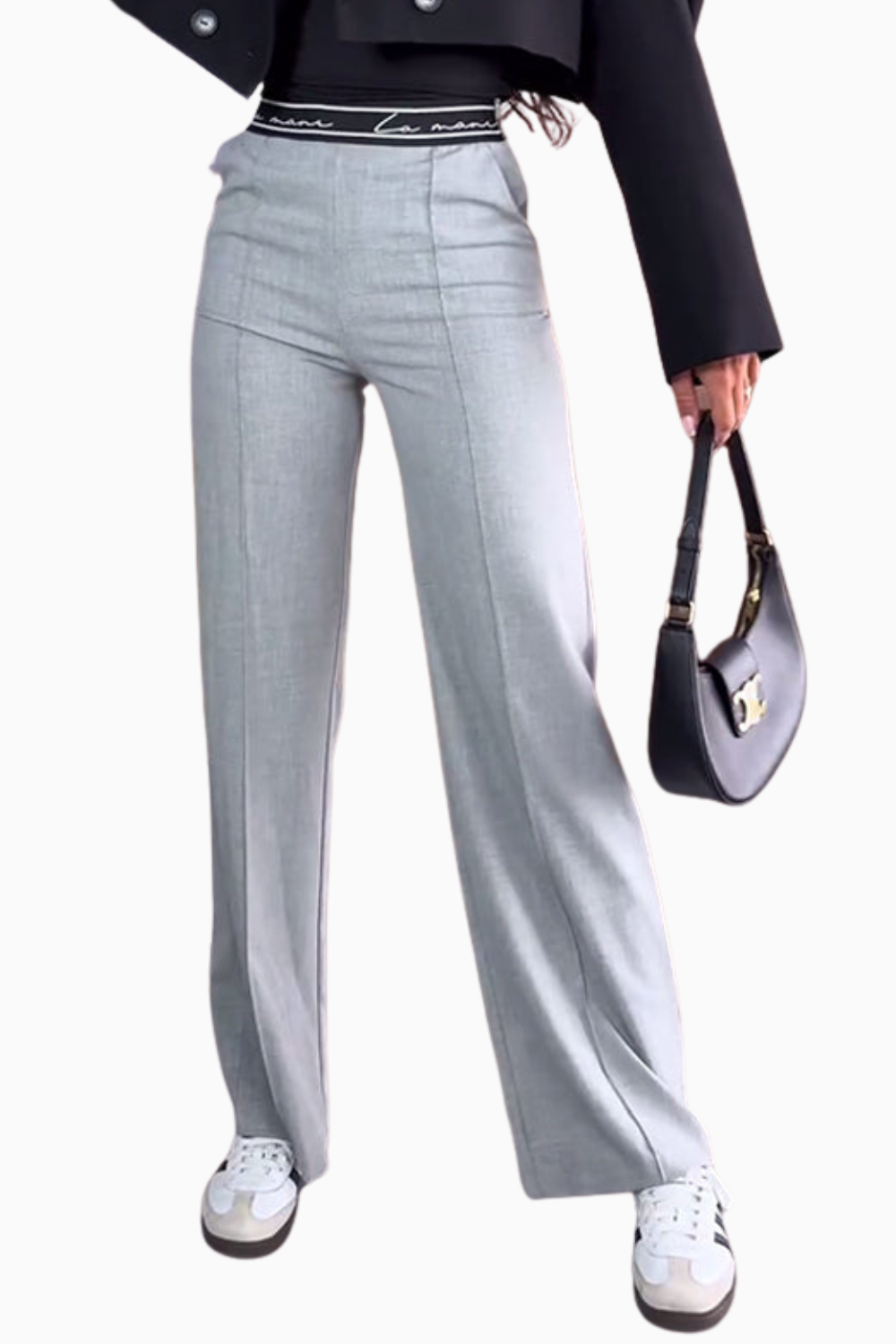 Hannah | Casual solid color straight pants with zipper and pocket