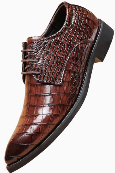 Lucas | Stylish Crocodile Pattern Vegan Leather Shoes