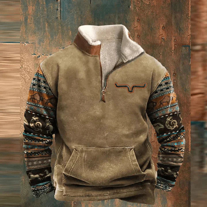 Vidar | Zip Hoodie with Graphic Print for Men