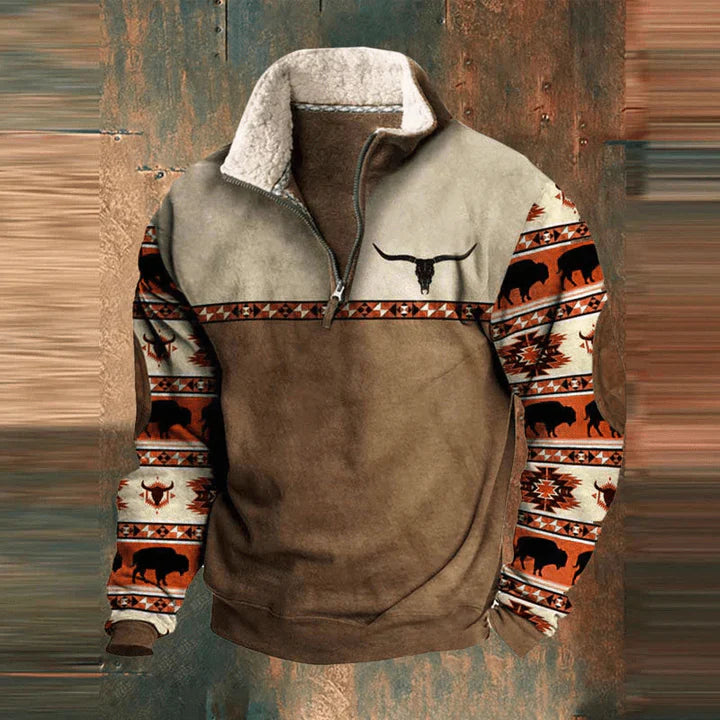 Vidar | Zip Hoodie with Graphic Print for Men