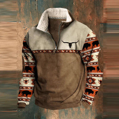 Vidar | Zip Hoodie with Graphic Print for Men