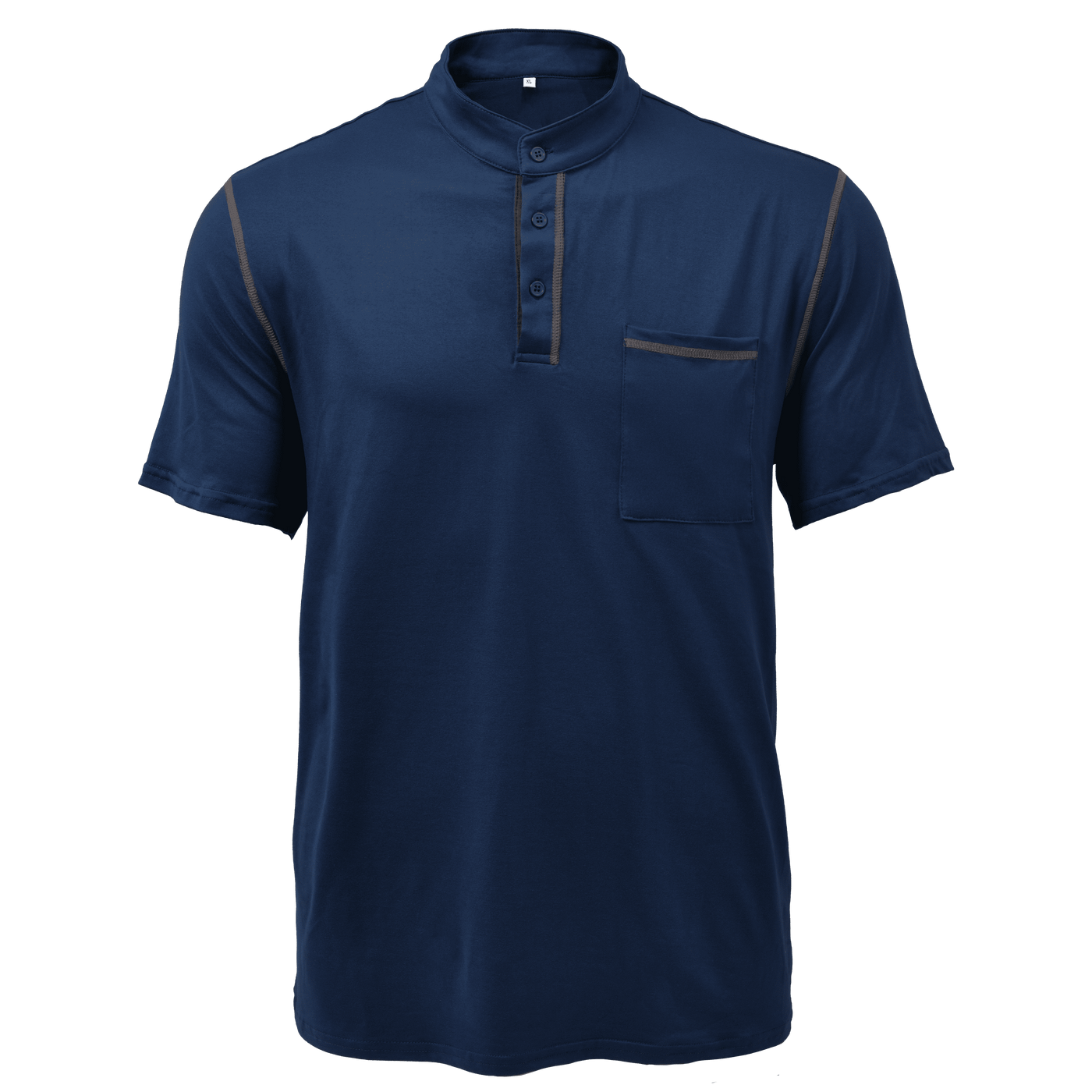 Men's Casual Colorblock Henley Collar Cotton Short Sleeve T-Shirt