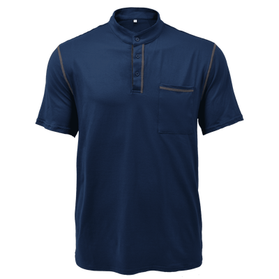 Men's Casual Colorblock Henley Collar Cotton Short Sleeve T-Shirt