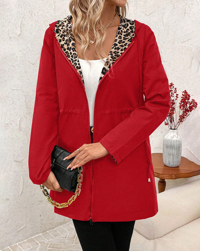 Isabella | Reversible Hooded Coat Leopard Print