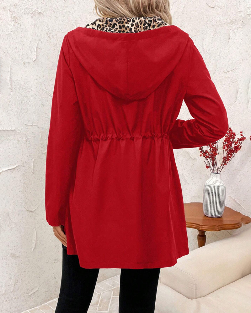 Isabella | Reversible Hooded Coat Leopard Print