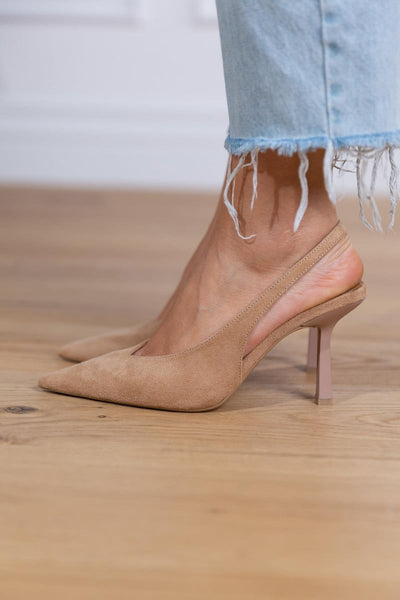 Marlena | Nude slingback heels with a fine heel