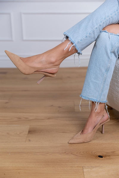 Marlena | Nude slingback heels with a fine heel