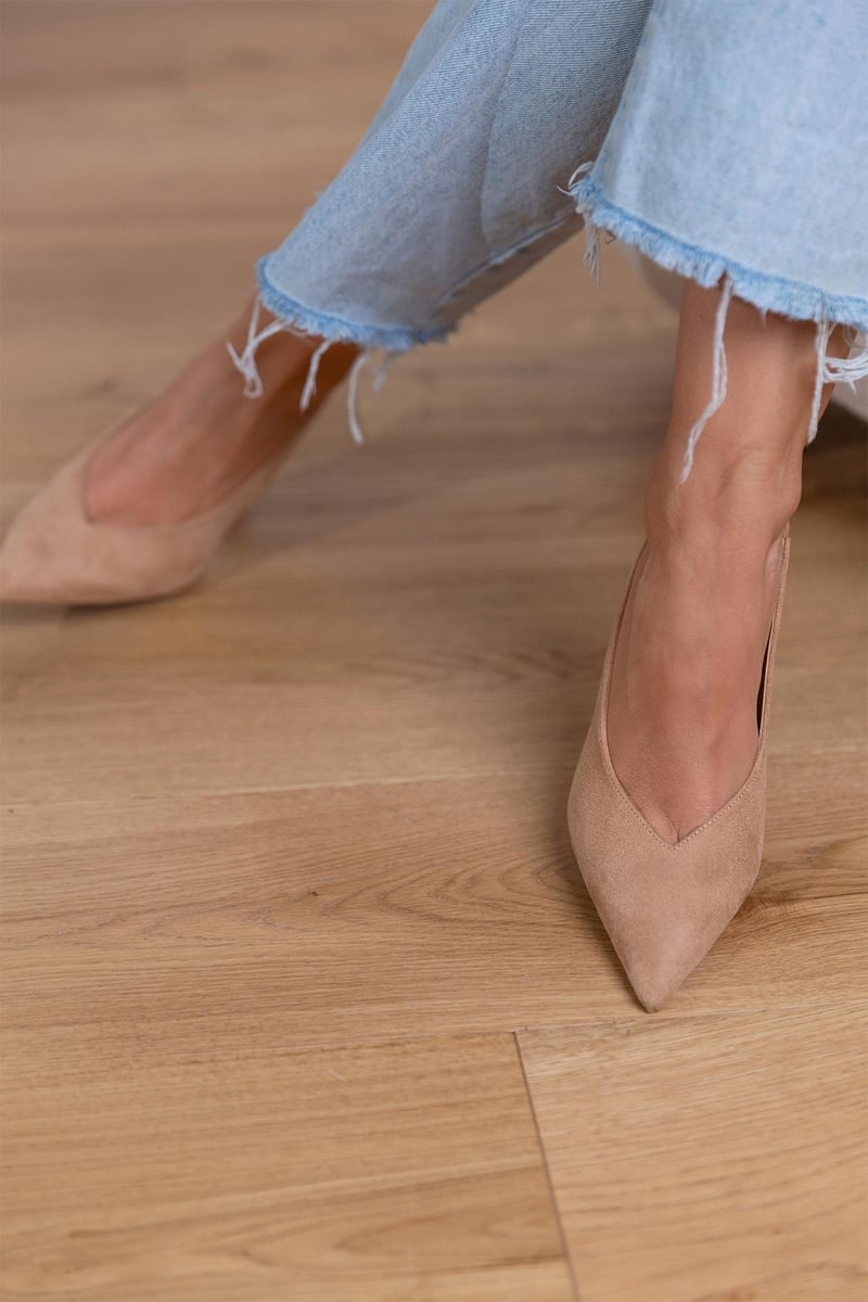 Marlena | Nude slingback heels with a fine heel