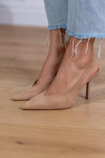 Marlena | Nude slingback heels with a fine heel